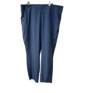 Eddie Bauer Departure Ankle Pants Dusty Indigo Blue Stretchy Pull Size XL